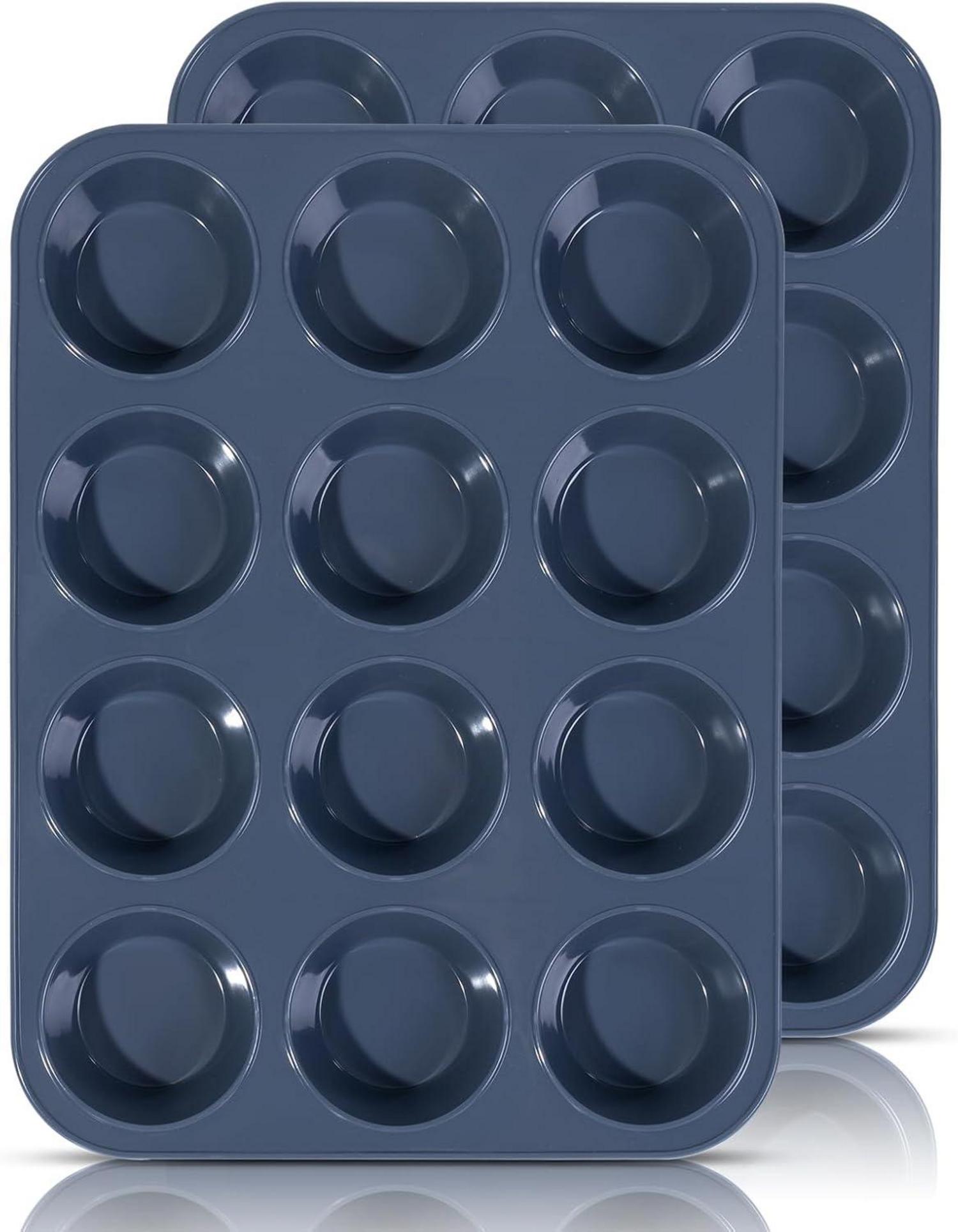 Muffinform Silikon Antihaft Backblech 12 Muffins 33x25x3cm (Grau) 2