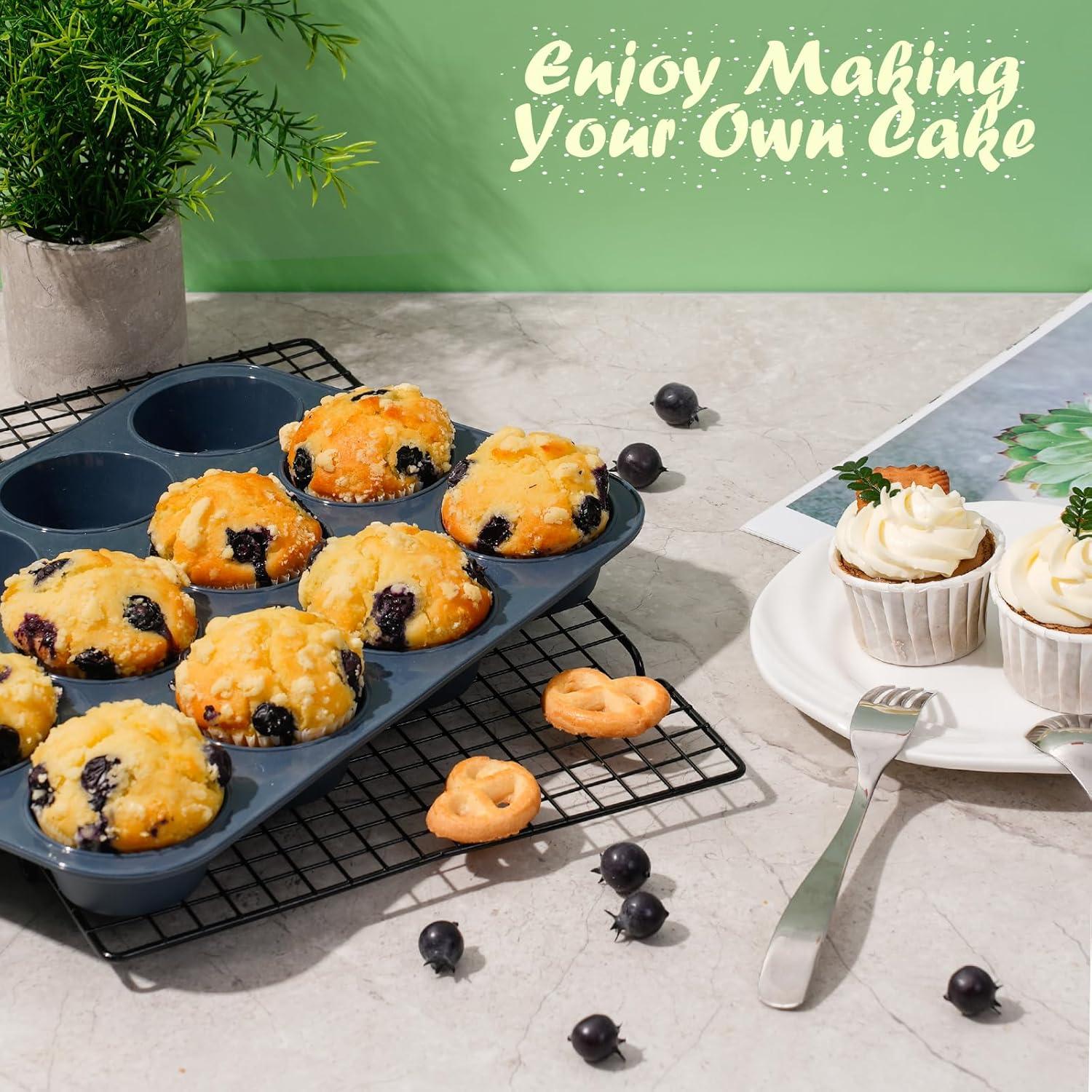 Muffinform Silikon Antihaft Backblech 12 Muffins 33x25x3cm (Grau) 2