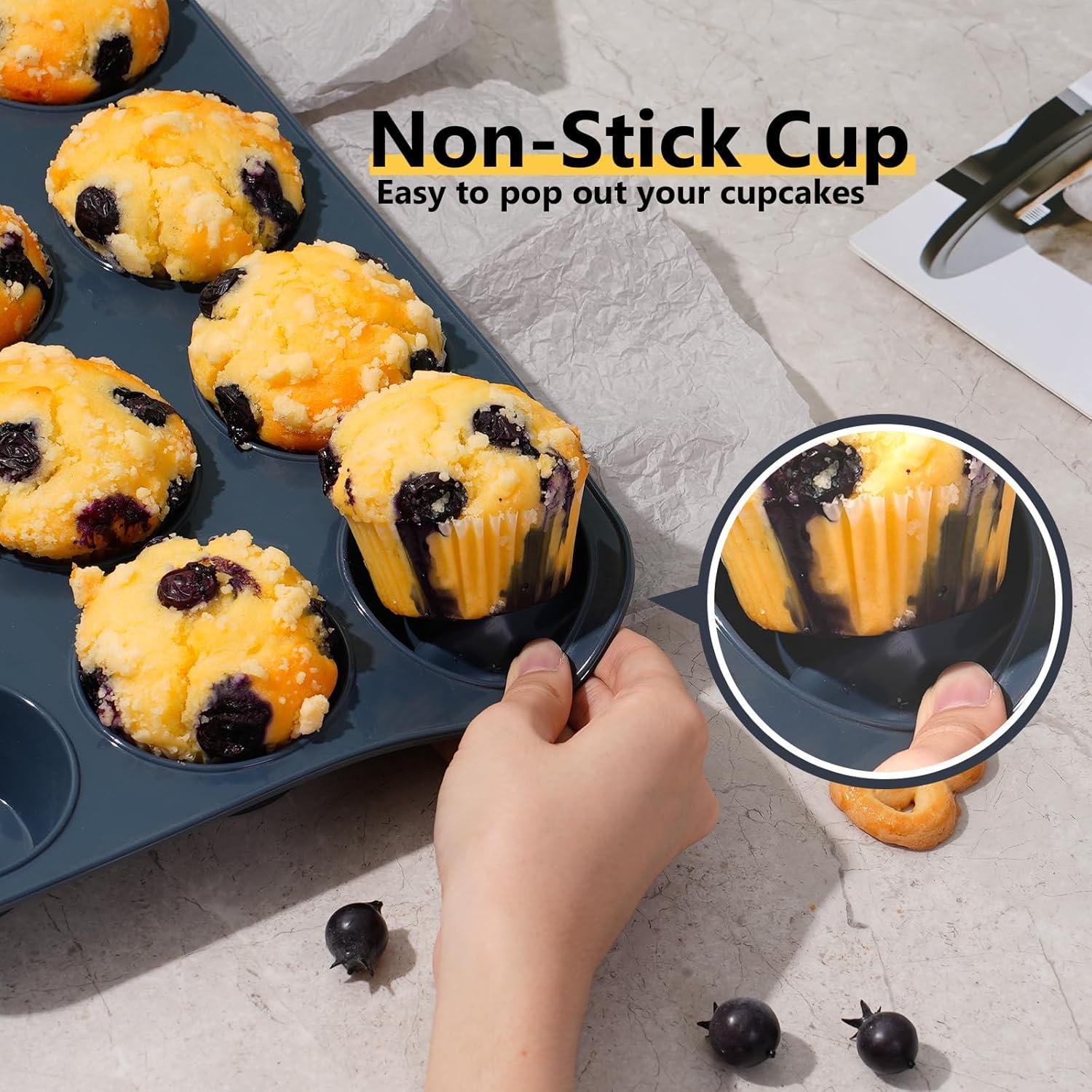 Silikon Muffinform Backform Antihaft Muffinblech 12 Cupcakes
