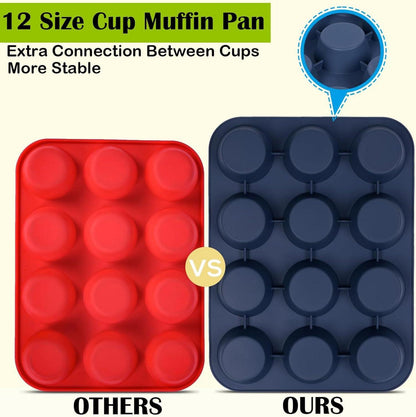 Muffinform Silikon für 12 Muffins Antihaft Backform flexibel und