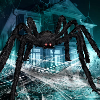 JOYIN 2m Halloween Spinne mit LED-Augen für Hofdekorationen