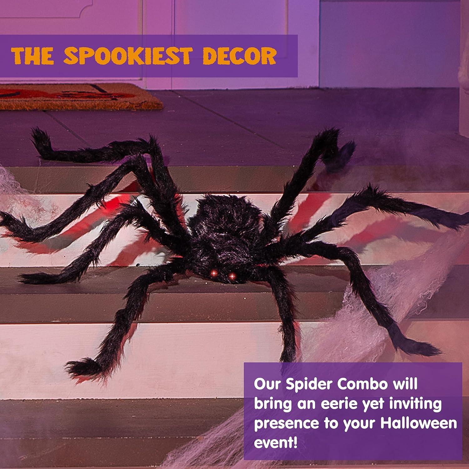 JOYIN 2m Halloween Spinne mit LED-Augen für Hofdekorationen