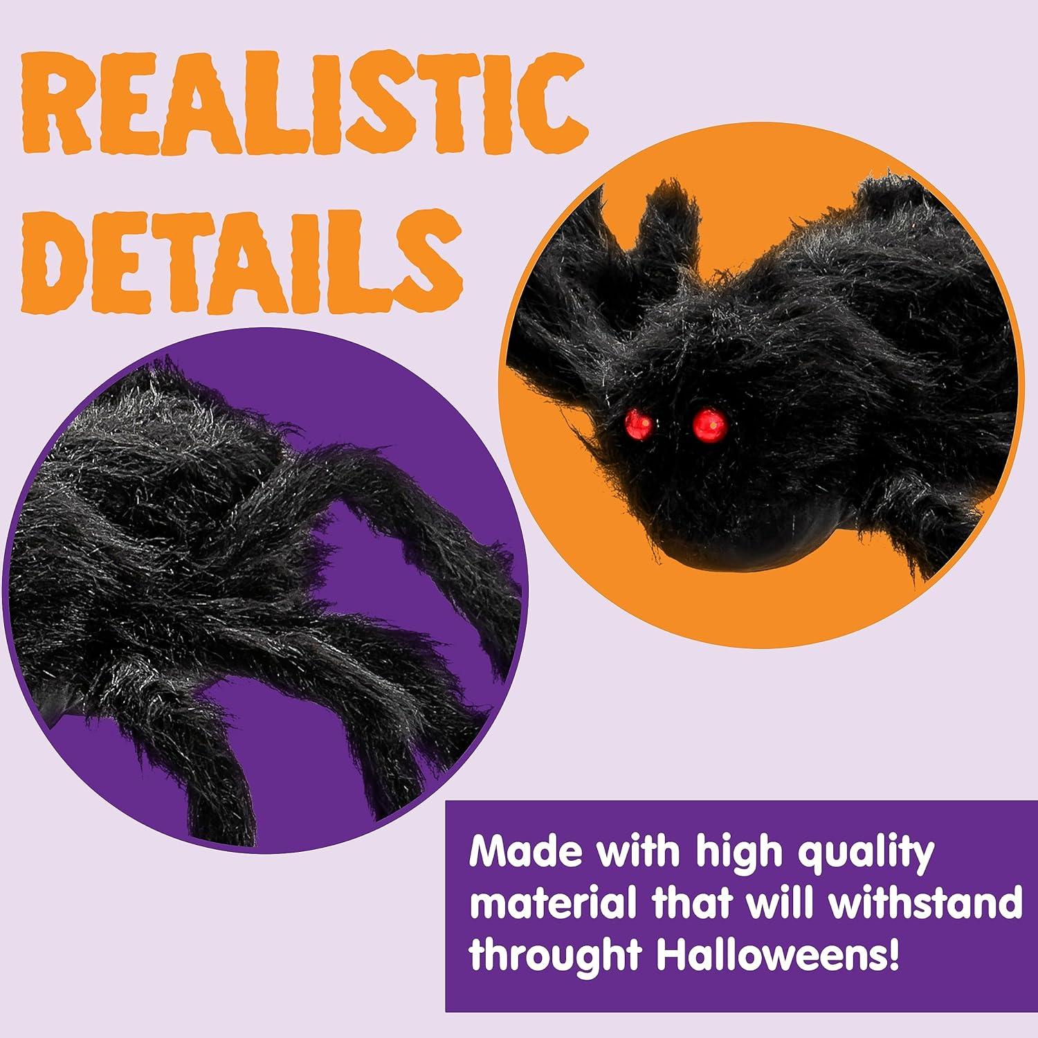 Gruselige 2 m große Spinne mit LED-Augen für Halloween-Ambiente
