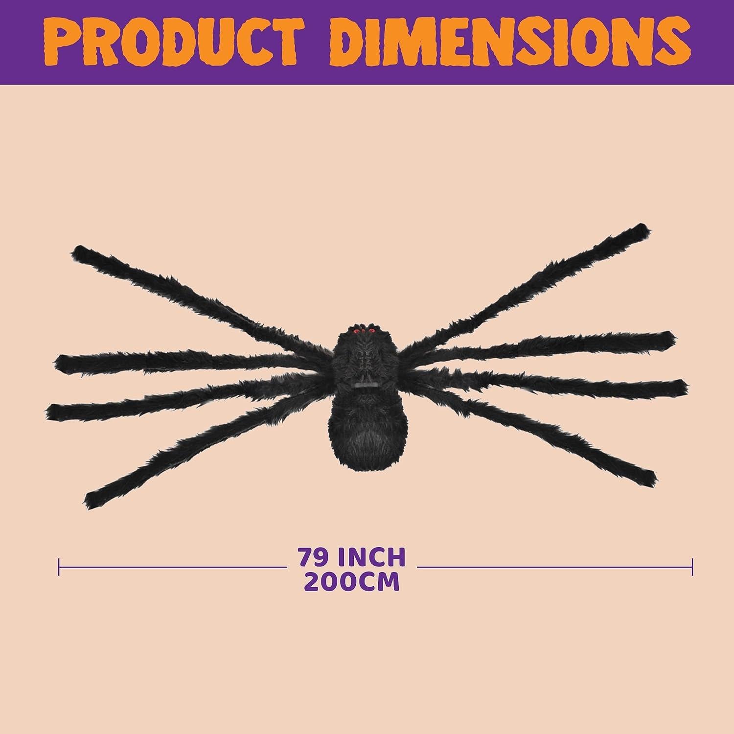 2 m Halloween Spinne mit LED-Augen, gruselig, riesig, Dekoration