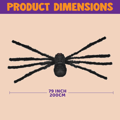 2 m Halloween Spinne mit LED-Augen, gruselig, riesig, Dekoration