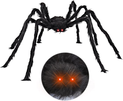 Gruselige 2 m große Spinne mit LED-Augen für Halloween-Ambiente
