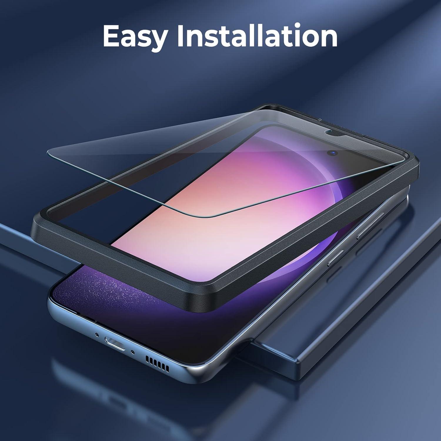 Samsung Galaxy S23 5G Schutzfolie Panzerglas Set, 2 Folien, 2 Kameraglas, 9H Härte, HD Displayfolie, Rahmen Installationshilfe, Anti-Kratzer