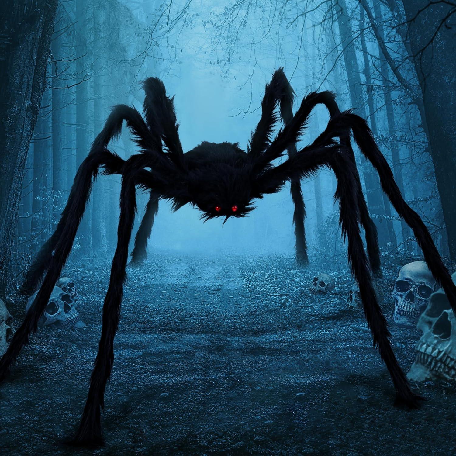 Große Halloween-Spinne mit roten Augen und verstellbaren Beinen