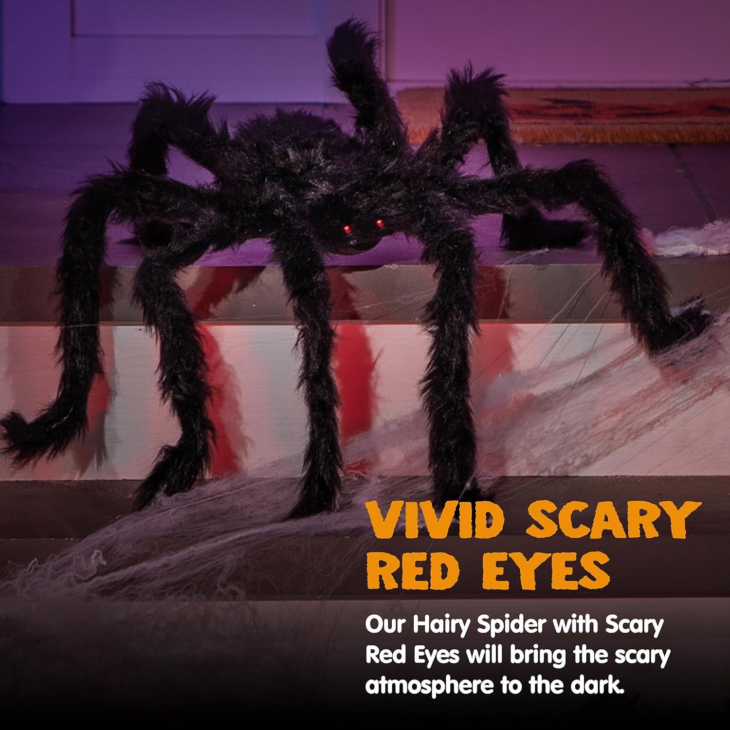 Große Halloween-Spinne mit roten Augen und verstellbaren Beinen