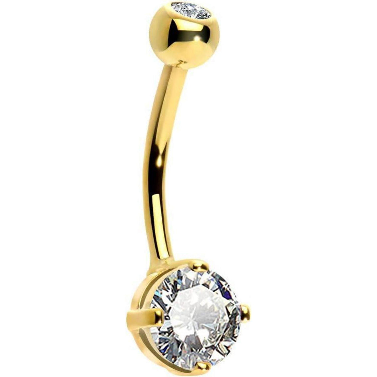 14 Karat Gold Bauchnabelpiercing mit Zirkonia oder Opal Herz