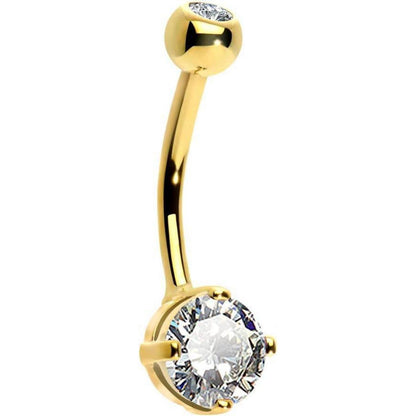 14 Karat Gold Bauchnabelpiercing mit Zirkonia oder Opal Herz