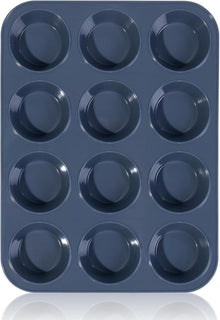 Große Silikon Muffinform für 12 Muffins Antihaft Backform Grau