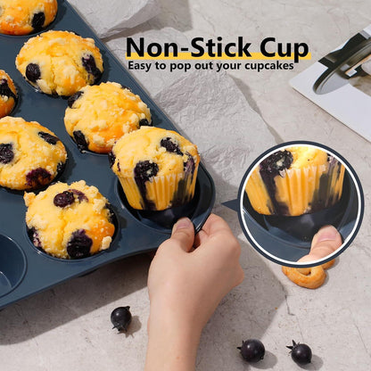 Große Silikon Muffinform Backblech Antihaft Cupcakes Brownies 33x25x3cm