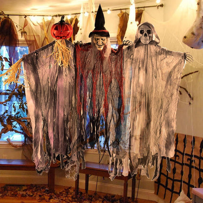 Hängende Geister Halloween Deko Set 90cm Sensenmann Hexe