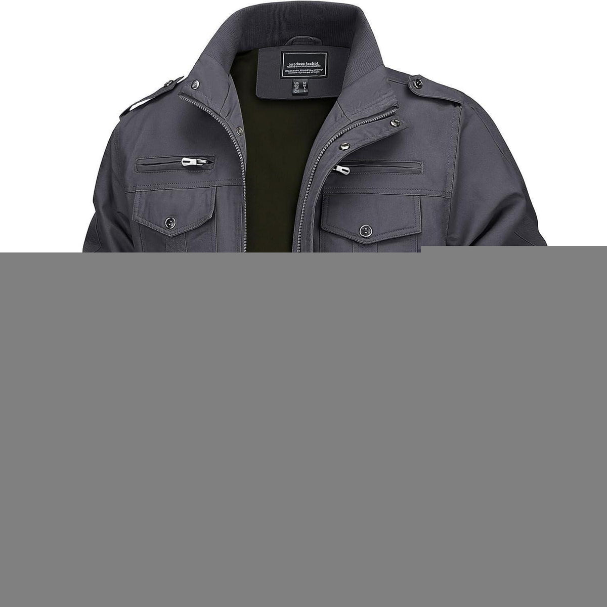 Herren Übergangsjacke Cargo Militärjacke Winddicht Grau