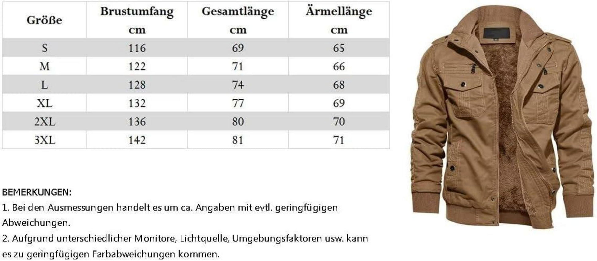 Herren Winter Fleecejacke Outdoor Militär Sherpa Warm Cargo Mantel S