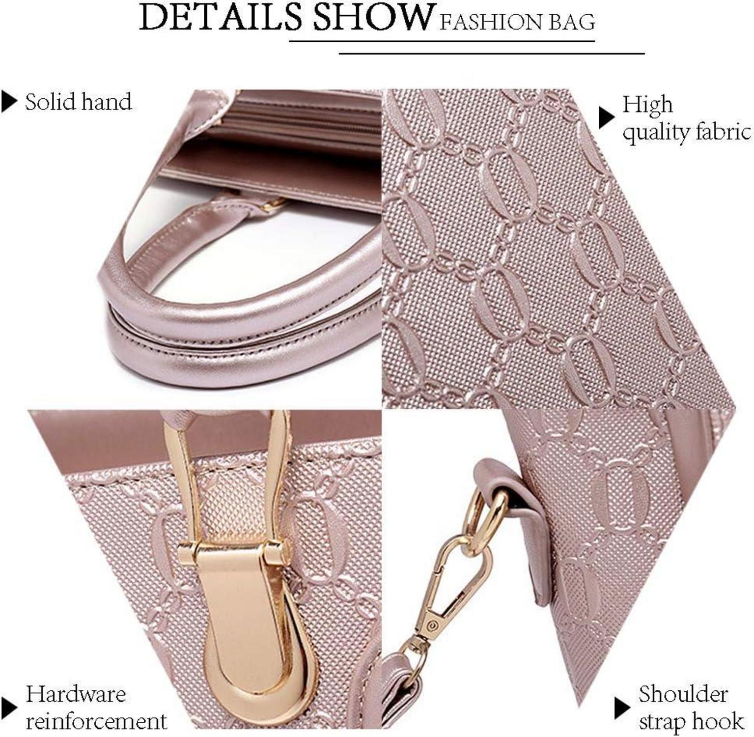 Pahajim Damen Handtasche Set 4-teilig PU Leder Elegant Frauen Umhängetasche Geldbörse