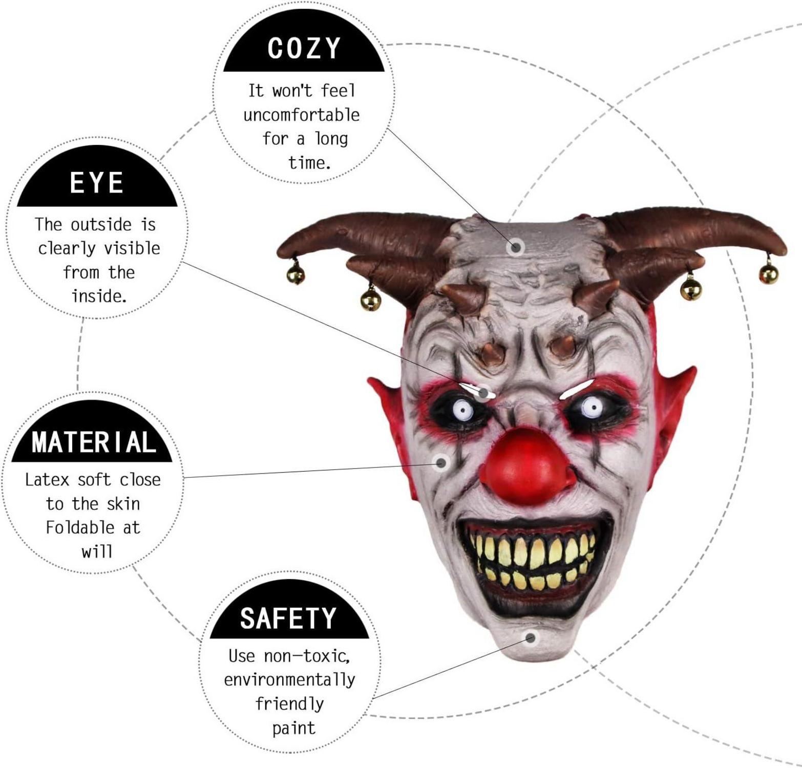 Halloween Clown Maske Latex Bell Horror Wraith Scary Karneval Party