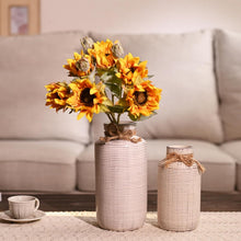 Rustikale Vasen Set Keramik Hanfseil 19/26cm Landhausstil