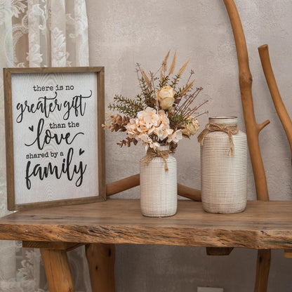 Rustikale Keramikvasen mit Hanfseil, 2er Set Landhausstil 19/26 cm