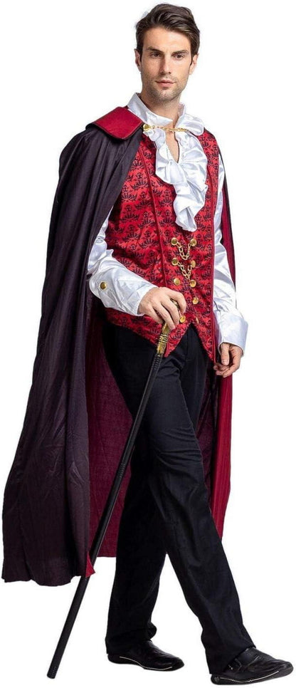 Deluxe Vampir Halloween Kostüm Herren Rollenspiel Rot XL