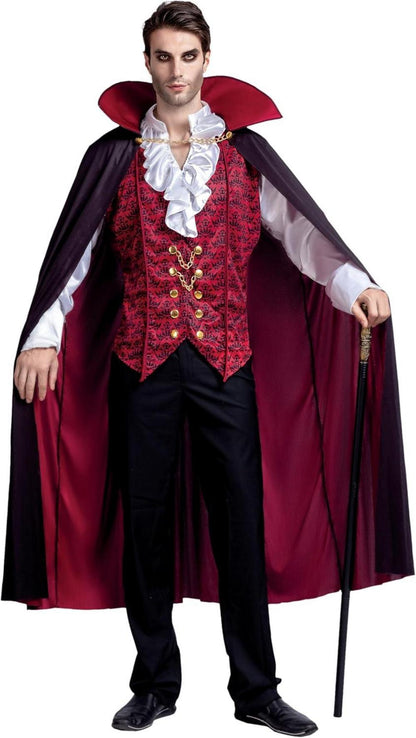 Deluxe Vampir Halloween Kostüm Herren Rollenspiel Rot XL