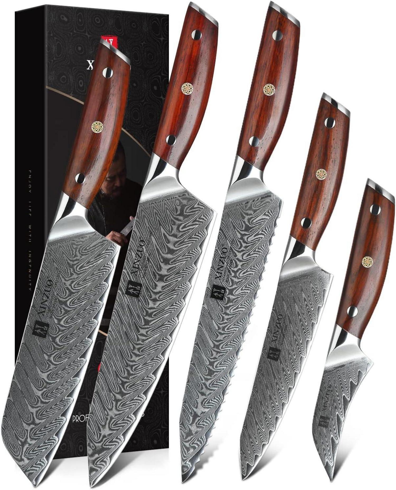 Küchenmesser Set 5er Profi Kochmesser VG10 Damaststahl Chefmesser