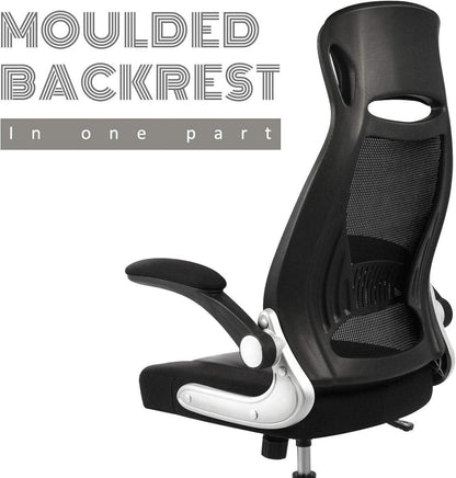 Ergonomischer Bürostuhl mit Armlehnen und Lendenwirbelstütze, Schwarz