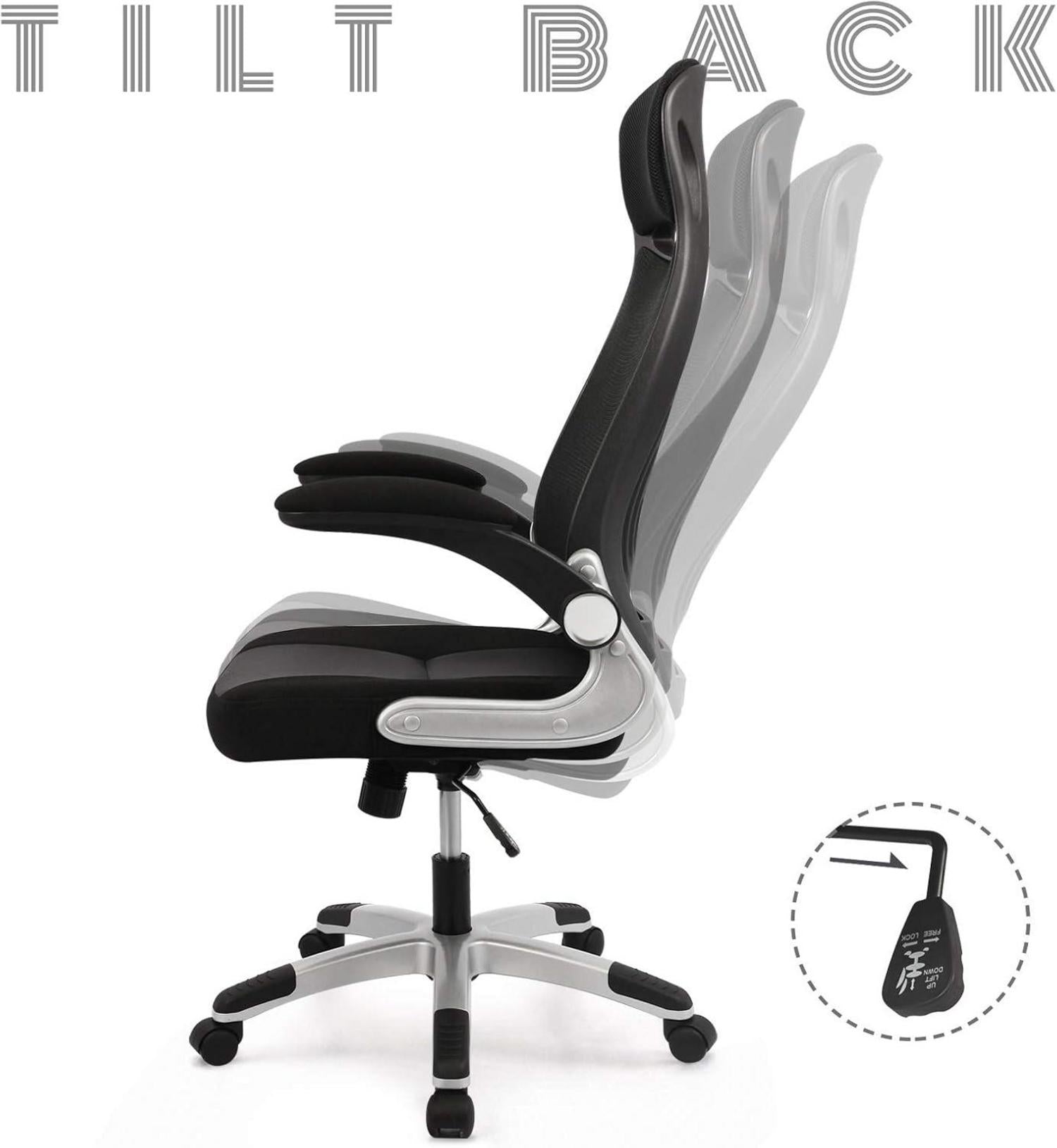 Ergonomischer Bürostuhl Schwarz Schreibtischstuhl Lendenwirbelstütze