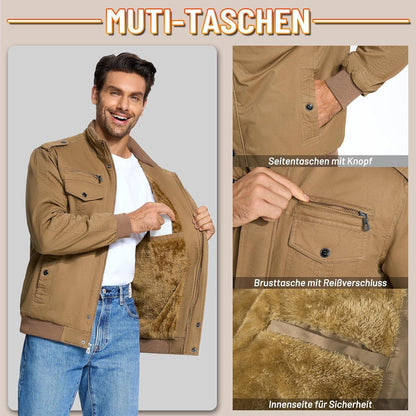 Herren Winterjacke Sherpa gefüttert Khaki M