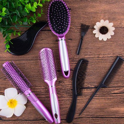 Haarbürsten Haarkamm Set 7-teilig Männer Frauen Paddel Rundbürste Detangler