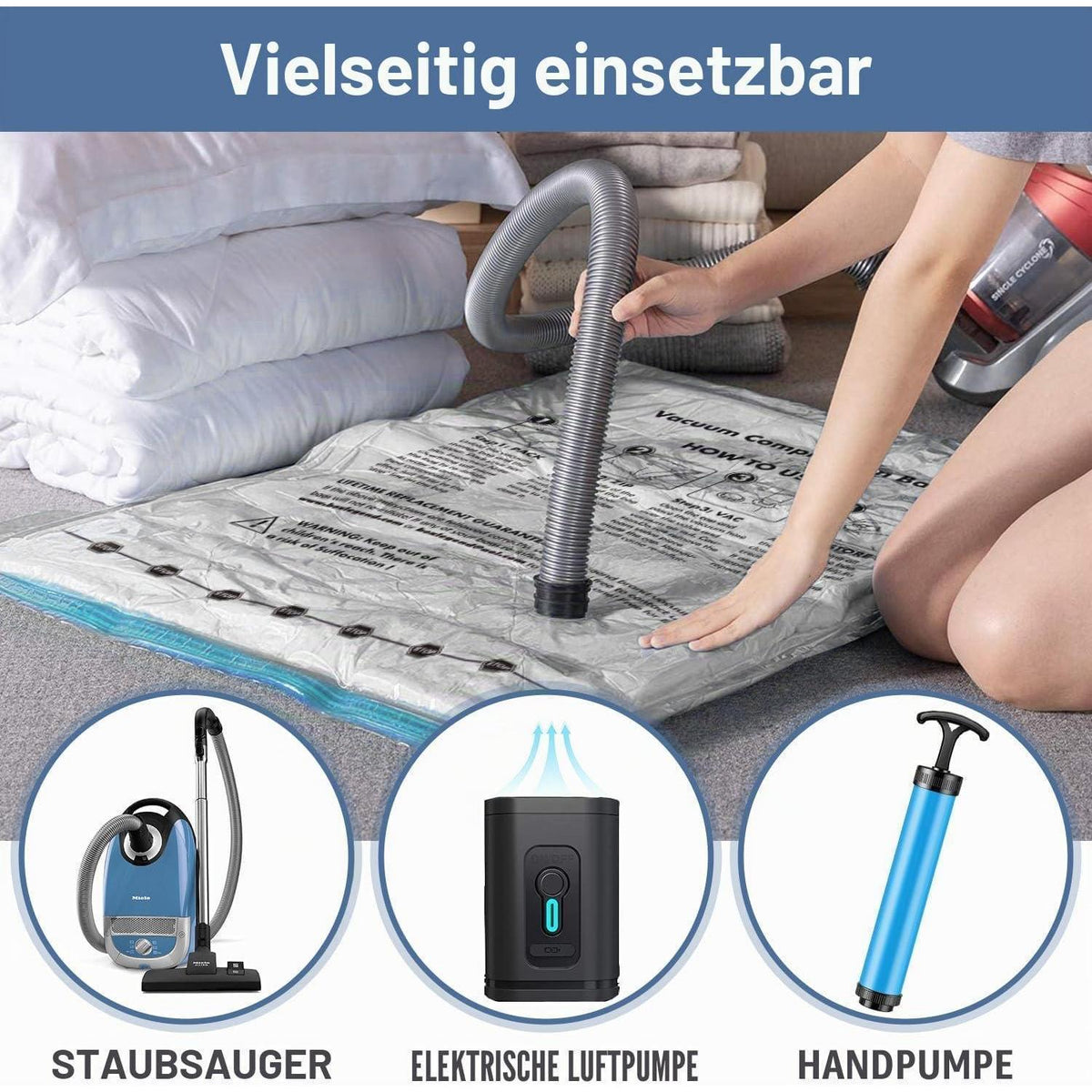 Vakuumbeutel Set 6er Pack – Platzsparende Aufbewahrung für Kleidung