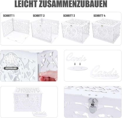 Große Vintage Hochzeit Holz Geschenkkartenbox Briefbox mit Schloss