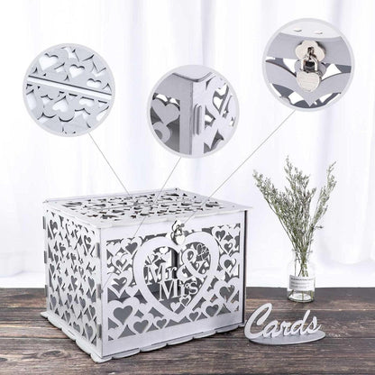 Vintage Holz Hochzeit Geschenkkartenbox mit Schloss Schlitz - groß 30,5 x 21,6 x 20,9 cm