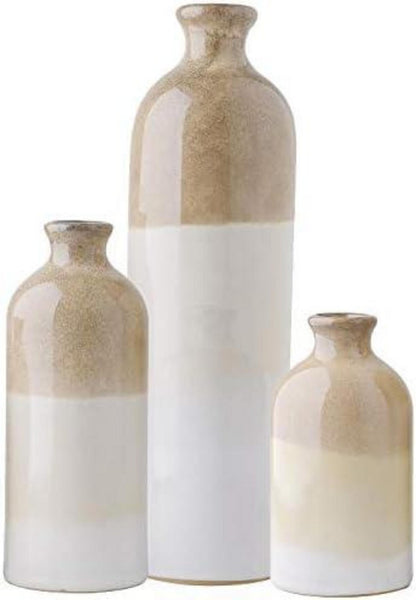 Beige Keramik Vase Set 3er Vintage Blumenvase Wohnzimmer Deko