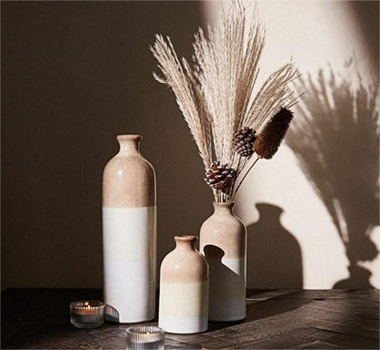 Beige Keramik Vase Set 3er Vintage Blumenvase Wohnzimmer Deko