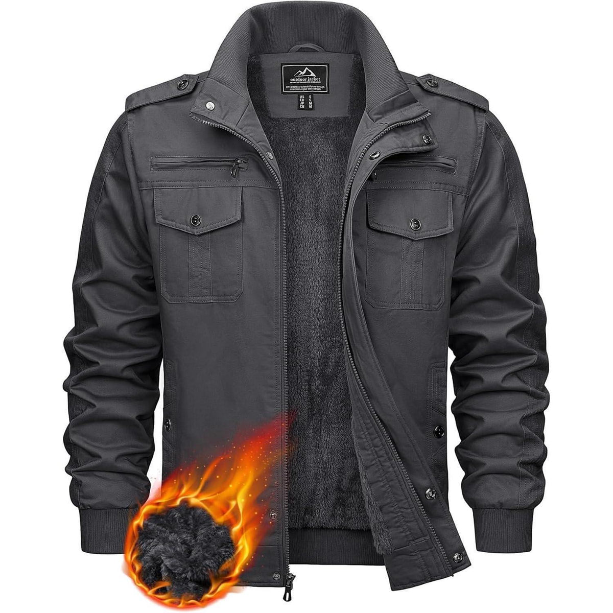 Herren Winterjacke Sherpa gefüttert Dunkelgrau S