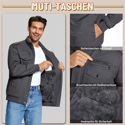 Herren Winterjacke Sherpa gefüttert Dunkelgrau S
