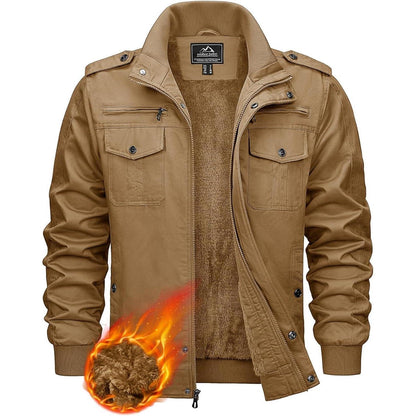 Herren Winterjacke Sherpa Gefüttert Khaki S
