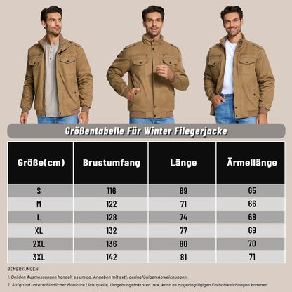 Herren Winterjacke Sherpa Gefüttert Khaki S
