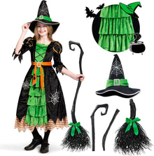 Spooktacular Hexe Kostüm Deluxe Set Mädchen Grün