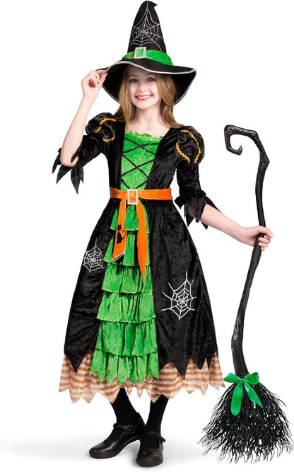 Spooktacular Creations Hexe Kostüm Mädchen Grün 3-teiliges Halloween Set Kleinkind bis