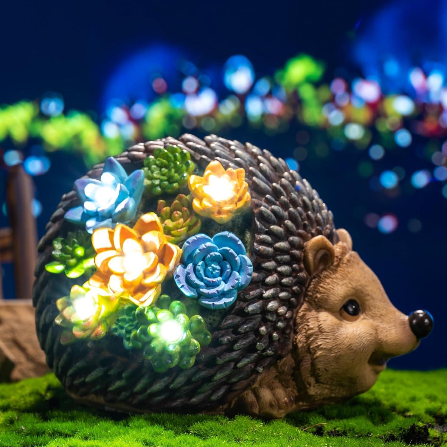 Solar-Igel Gartenleuchte 21cm LED Gartendeko Sukkulenten