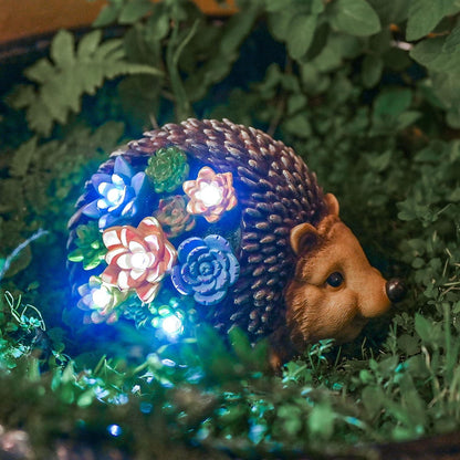 Solar-Igel Gartendeko LED Solarleuchte Sukkulenten Kunstharz 21cm