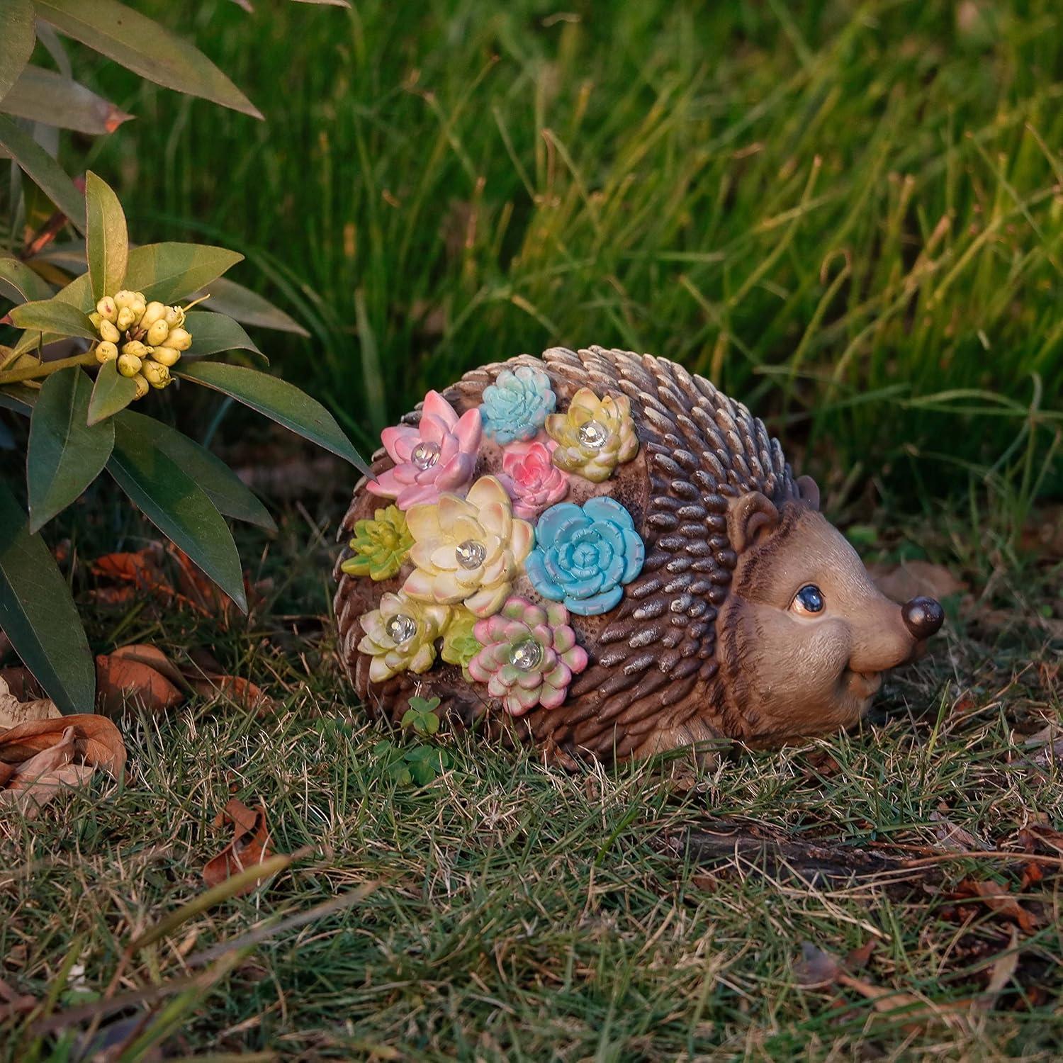 Solar Igel Gartenleuchte LED 21cm Gartendeko Sukkulenten wetterfest