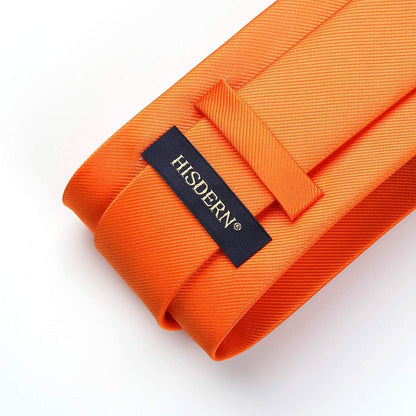 Herren Krawatten-Set mit Einstecktuch und Krawattenklammer Orange