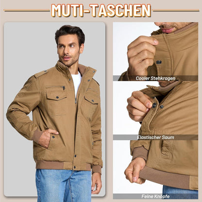 Herren Winterjacke Sherpa gefüttert Khaki XXL