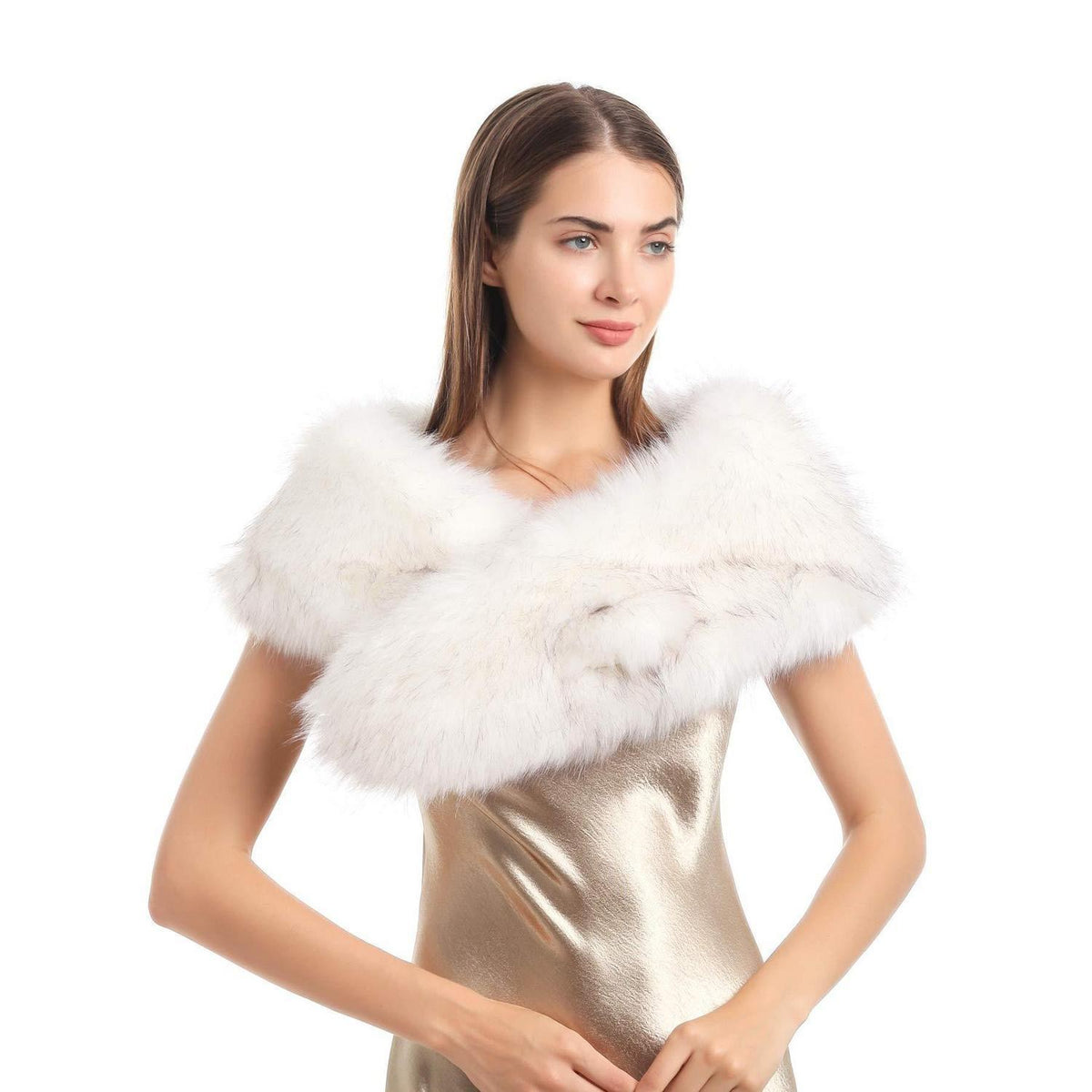 Damen Kunstfell Kragen Weiß 120cm Winter Schal