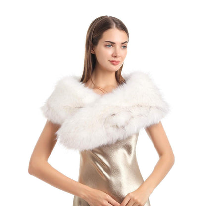 Damen Kunstfell Kragen Weiß 120cm Winter Schal