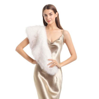 Damen Kunstfell Kragen Weiß 120cm Winter Schal